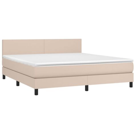 vidaXL Giroletto a Molle con Materasso Cappuccino 180x200cm Similpelle