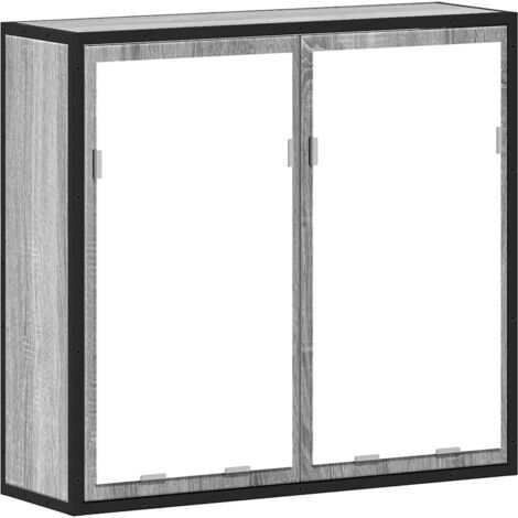 vidaXL Mobile Specchio da Bagno Grigio Sonoma 65x20x60 cm Multistrato