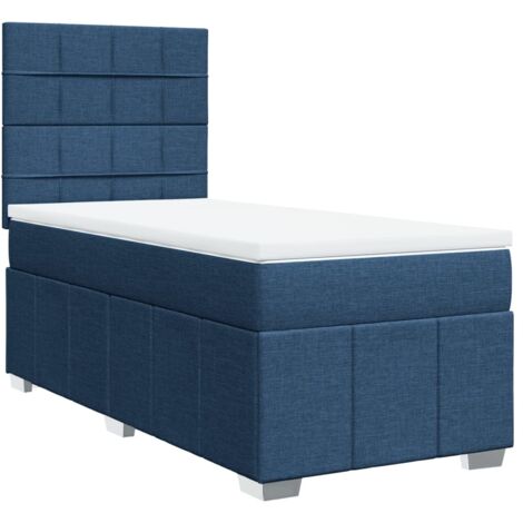 vidaXL Giroletto a Molle con Materasso Blu 100x200 cm in Tessuto