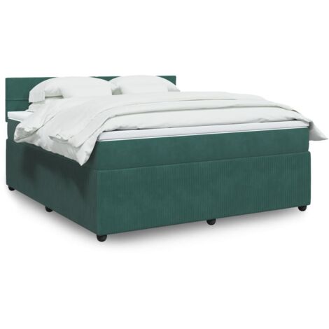 vidaXL Giroletto a Molle con Materasso Verde Scuro 180x200 cm Velluto