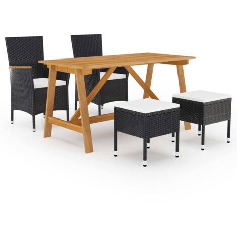 Set Mobili da Pranzo per Giardino 5 pz Nero vidaXL (1/5)