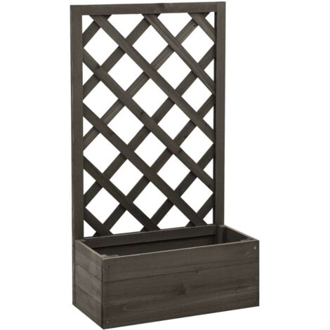 vidaXL Fioriera con Traliccio Grigia 50x25x90 cm Massello di Abete