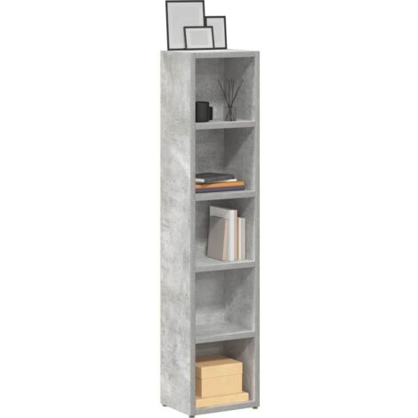 vidaXL Scaffali CD 2pz Grigio Cemento 21x16x93,5 cm Legno Multistrato