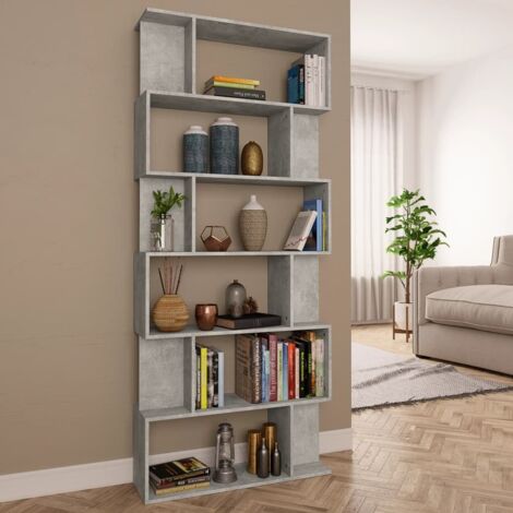 vidaXL Libreria/Divisorio Grigio Cemento 80x24x192cm Legno Ingegnerizzato