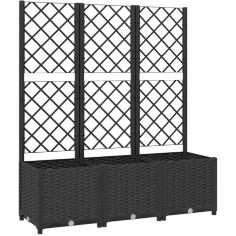 vidaXL Fioriera da giardino con traliccio nera 120x40x136 cm PP