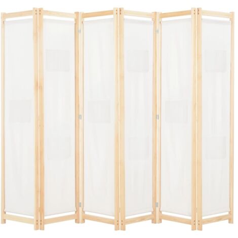 Divisorio a 6 Pannelli 240x170x4 cm in Tessuto Crema vidaXL