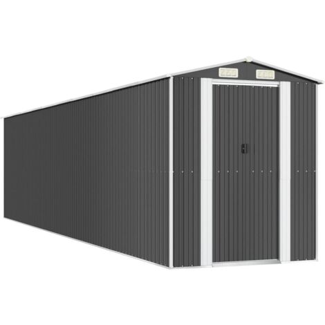 vidaXL Capanno da Giardino Antracite 192x855x223 cm in Acciaio Zincato