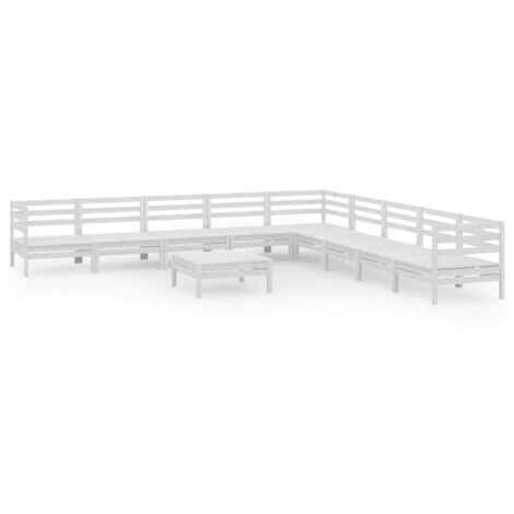 vidaXL Set Salotto da Giardino 10 pz in Legno Massello di Pino Bianco (1/5)