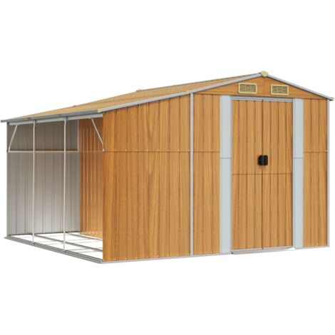 vidaXL Capanno Giardino Marrone Chiaro 277x279x179 cm Acciaio Zincato