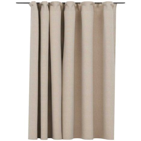 vidaXL Tenda Oscurante Effetto Lino con Ganci Beige 290x245 cm