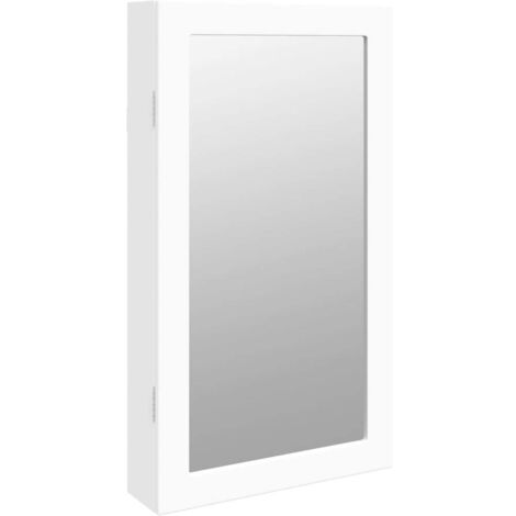 vidaXL Armadio Portagioie a Specchio con Luci LED a Parete Bianco