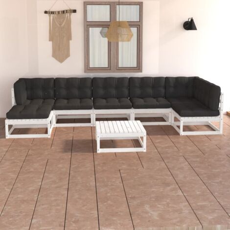 vidaXL Set Salotto Giardino 8 pz Cuscini Antracite Legno Massello Pino (1/5)