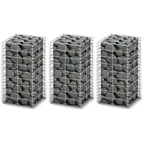 Set Gabbione 3 pz in Filo Zincato 25 x 25 x 50 cm  vidaXL