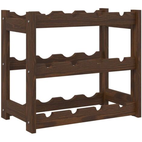 vidaXL Portabottiglie per 12 Bottiglie Marrone Legno Massello di Pino