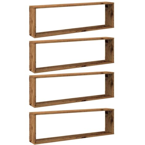 vidaXL Mensole Parete a Cubo 4 pz Legno Vecchio 100x15x30cm Truciolato