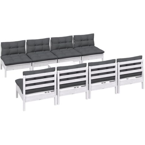 vidaXL Set Salotto Giardino con Cuscini 9 pz in Legno Massello di Pino (1/5)