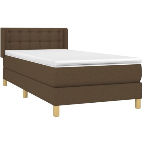vidaXL Giroletto a Molle con Materasso Marrone Scuro 80x200 cm Tessuto (1/5)