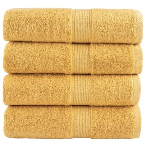 vidaXL Asciugamani Premium SOLUND 4 pezzi Oro 30x30cm 600gsm