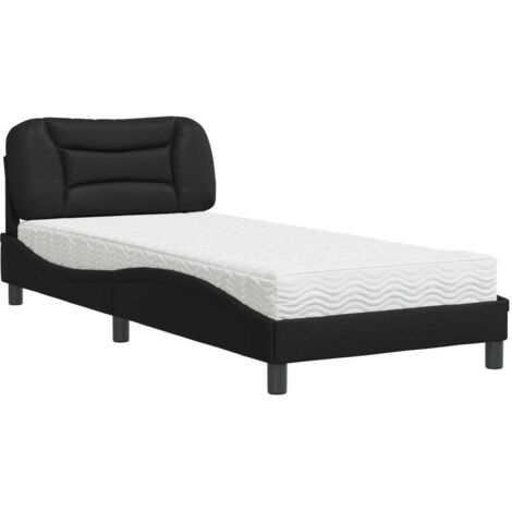 vidaXL Letto con Materasso Hvar Nero 90x200 cm in Similpelle (1/5)