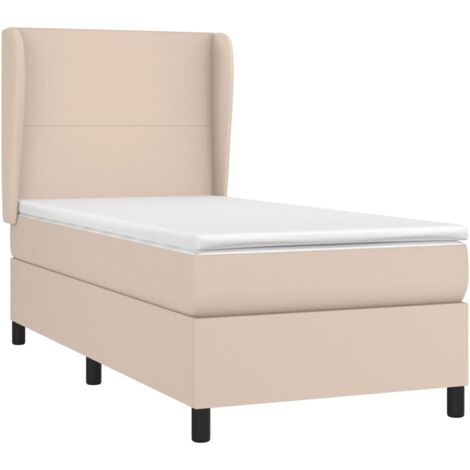 vidaXL Giroletto a Molle con Materasso Cappuccino 90x190 cm Similpelle