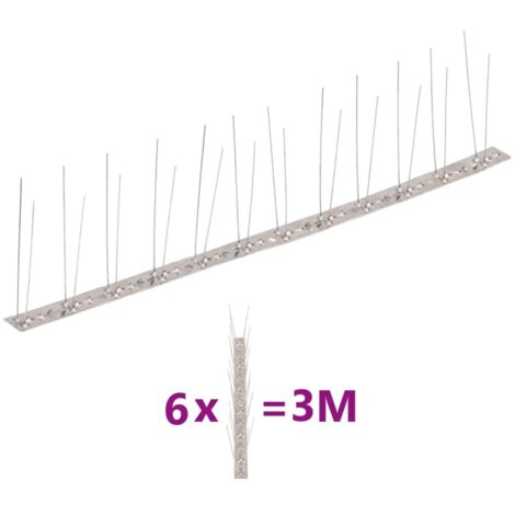 vidaXL Set Dissuasori per Uccelli e Piccioni 6 pz Acciaio 2 File 3 m