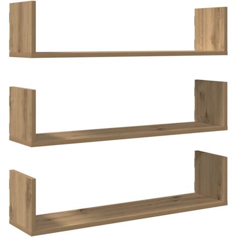 vidaXL Mensole Parete 3pz Rovere Artigianale 80x18x18 cm in Truciolato