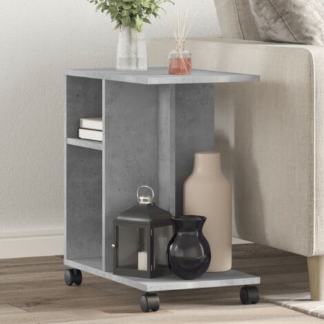 vidaXL Tavolino con Ruote Grigio Cemento 50x30x55 cm Legno Multistrato
