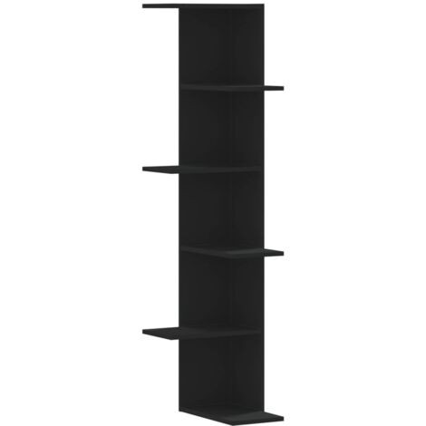 vidaXL Scaffale Angolare Muro Nero 36,5x36,5x140 cm Legno Multistrato