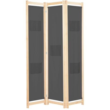 vidaXL Divisorio a 3 Pannelli Grigio 120x170x4 cm in Tessuto