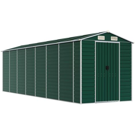 vidaXL Capanno da Giardino Verde 191x640x198 cm in Acciaio Zincato