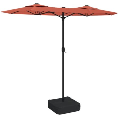 vidaXL Ombrellone a Doppia Testa con LED Terracotta 316x145 cm