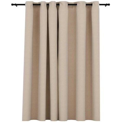 vidaXL Tenda Oscurante Effetto Lino con Occhielli Beige 290x245 cm