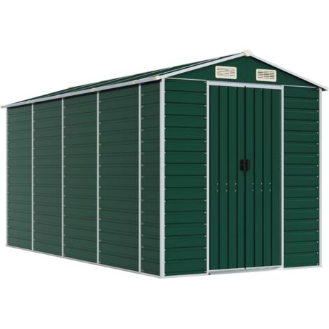 vidaXL Capanno da Giardino Verde 191x385x198 cm in Acciaio Zincato