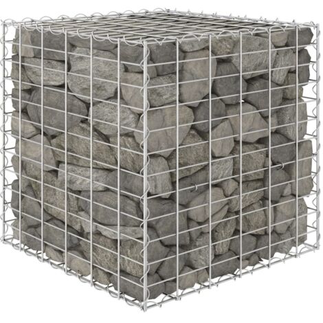 vidaXL Gabbione Letto Rialzato a Cubo in Filo di Acciaio 60x60x60 cm