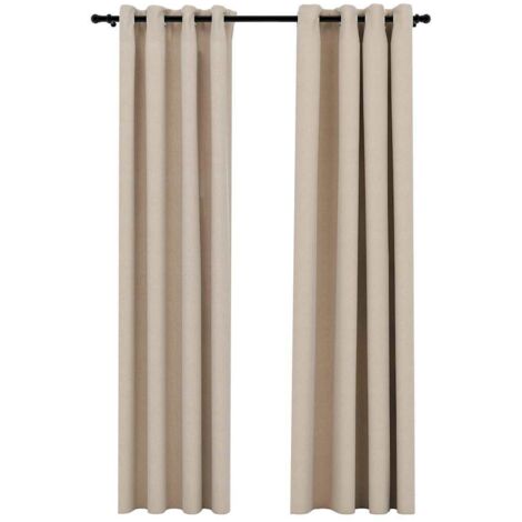 vidaXL Tende Oscuranti Effetto Lino con Occhielli 2pz Beige 140x225 cm
