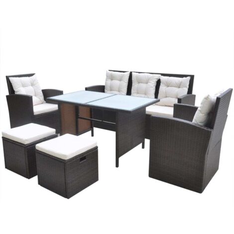 vidaXL Set da Pranzo da Giardino 6 pz con Cuscini Polyrattan Marrone