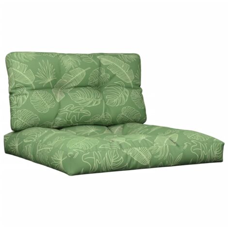 vidaXL Cuscini per Pallet 2 pz Motivo a Foglie Tessuto