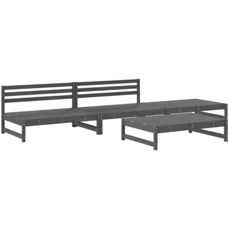 vidaXL Set Salotto da Giardino 4 pz Grigio in Legno Massello di Pino