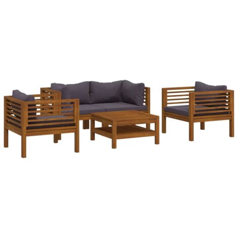 vidaXL Set Divani da Giardino 5 pz con Cuscini in Massello di Acacia