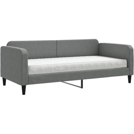 vidaXL Divano Letto con Materasso Grigio Scuro 90x190 cm in Tessuto