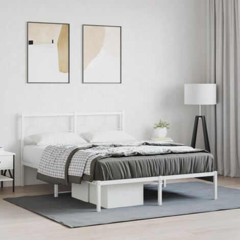 vidaXL Giroletto con Testiera Metallo Bianco 140x190 cm (1/5)