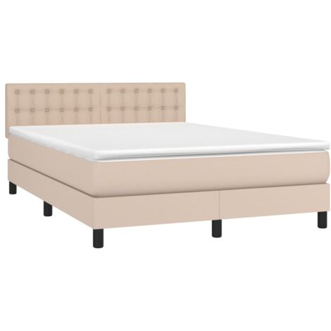vidaXL Giroletto a Molle con Materasso Cappuccino 140x190cm Similpelle