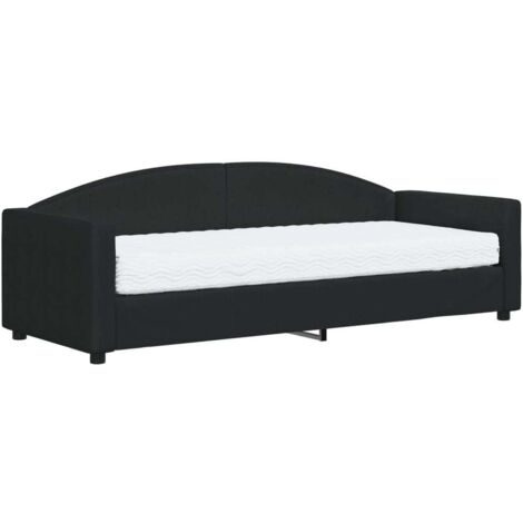 vidaXL Divano Letto con Materasso Nero 80x200 cm in Tessuto