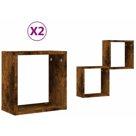 vidaXL Mensole a Cubo 2 pz Rovere Fumo 30x15x30 cm