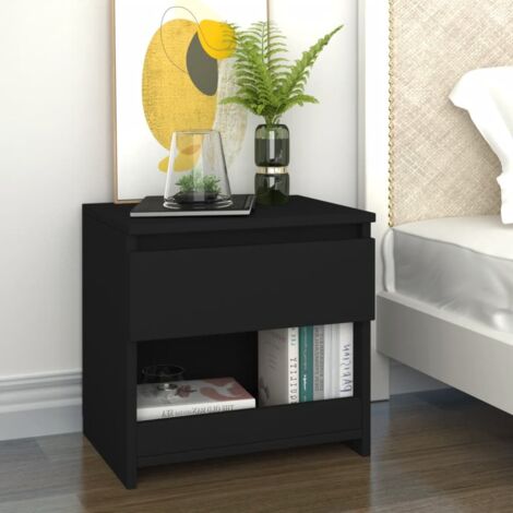 vidaXL Comodino Nero 40x30x39 cm in Legno Multistrato
