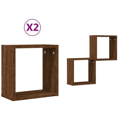 vidaXL Mensole a Cubo 2 pz Rovere Marrone 30x15x30 cm