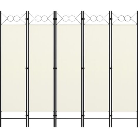 vidaXL Paravento 5 Pannelli Bianco Crema 200x180 cm - Divisorio Decorativo