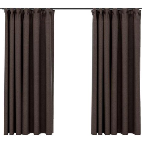 vidaXL Tende Oscuranti con Ganci Effetto Lino 2 pz Talpa 140x175 cm