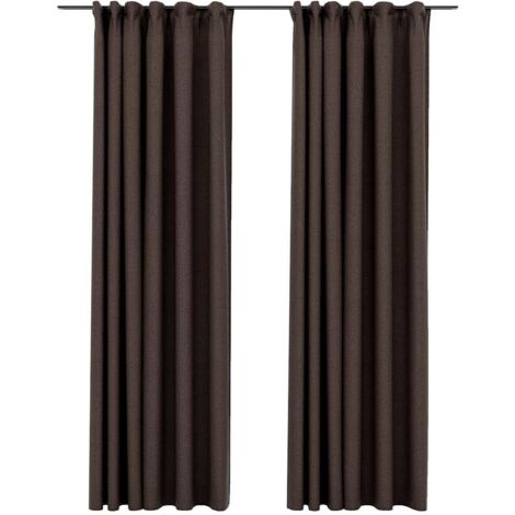 vidaXL Tende Oscuranti con Ganci Effetto Lino 2 pz Talpa 140x245 cm
