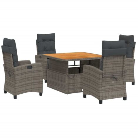 vidaXL Set da Pranzo da Giardino 5 pz con Cuscini in Polyrattan Grigio (1/5)